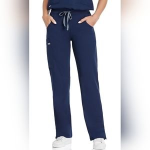COMENII Scrubs Women's Mid Rise Straight Leg Cargo Pants Knit Yoga Waistband XSP